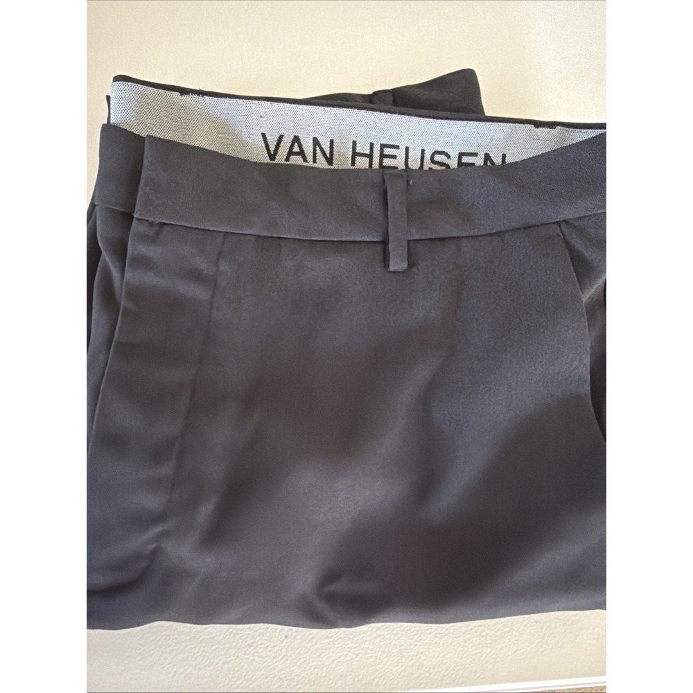 Van Heusen Pants Men 36x30 NWOT Black Flex Flat Front Dress Trousers